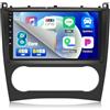 CAMECHO 8-CORE 4+64GB Android 15 Carplay Autoradio per Mercedes Benz Classe C W203 W209 C180 C200(2005-2009), Wireless Carplay Android Auto,9 Pollici 2 Din Bluetooth 5.0 con GPS WIFI 32EQ DSP+Mic