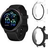 Aerku Custodia Compatibile per Garmin Vivoactive 6, [Con Vetro Temperato] 9H HD Anti-Graffio Custodia Protettiva Telaio Rigida PC Cover Protezione - Trasparente&Nero