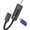 Aksenli Adattatore Lightning a 3.5mm Audio Jack(2 in 1)per iPhone 14 13 12 11 Pro Max Caricatore Aux Cuffie Cavo Sdoppiatore per Apple Auricolari Adapter per iPad Headphone Ricarica Autoradio Cuffia Accessori