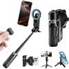 Jaxiyun Mini Treppiede Smartphone Magnetico, Asta Selfie 4 in 1 con Telecomando Bluetooth e Sabot Freddo, Selfie Stick per iPhone, Android, Selfie, Vlog e Registrazione Video