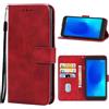 senza marchio Copertura compatibile con ALCATEL 1 5033D 5033X / ALCATEL 1 (2019) ALCATEL 1 (2021) / Dual sim custodia COVER STAND LIBRO flip magnetica GEL SILICONE TPU protezione portafoglio porta carte (Rosso)