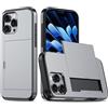 SORAKA Custodia per iPhone 16 Pro con Portacarte Portafoglio PC TPU a Doppio Strato Cover Armatura Antiurto