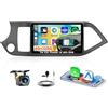 Roinvou 4+128G Android 15 Autoradio für KIA Picanto TA 2011-2016 mit Carplay Android Auto, 9 Zoll Auto Radio Incell Touchscreen mit GPS Bluetooth EQ WIFI RDS FM SWC MIC Rückfahrkamera