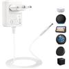 TONTON Alimentatore di rete da 15 W, compatibile con Echo Dot 3/4 Gen Echo Dot con orologio 3/4 Gen Echo Dot Kids Edition 3/4 Gen Echo Show 5 (1/2 Gen.) Echo Spot Fire TV Cube. 12 V/1,25 A, adattatore di