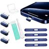 Dushochn Confezione da 4 tappi antipolvere USB C, copertura per porta di ricarica di tipo C, con copertura antipolvere per altoparlanti, accessori per telefono, per iPhone 17 Pro/Pro Max (17Max), blu scuro