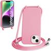 WenBaby Cover Compatible con iPhone 14 Plus,Cellulare Girocollo Custodia con Cordino TPU Corda Silicone Case Bumper per iPhone 14 Plus Custodia, Rosa