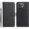 Generico Custodia compatibile con Oppo A60 5G CPH2683 / A40 CPH2669 / A40M CPH3669 / A3x 4G/A3 5G/A3 4G COVER STAND flip LIBRO gel PORTAFOGLIO magnetica case matte eco pelle porta carte vano card (Nero)