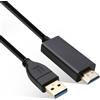 Velozym Cavo USB 3.0 a HDMI, 1.8 M, USB 3.0/2.0 a HDMI maschi, È necessaria l'installazione dei driver, connettore 1080p Full HD per monitor, per PC, laptop, HDTV, compatibile con Windows