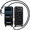 Coiwxmoi Cover con Cordino per iPhone 17 Pro, Aesthetic Leopardata Disegni Ragazze Custodia con Corda Tracolla Laccio Collana, Sottile TPU Silicone Antiurto Protettiva Case per iPhone 17 Pro, Nero 02