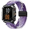 GIOPUEY 22mm Cinturini Magnetica Compatibile con Blackview W60/W70 Pro/W80 PRO, Cinturino in Morbido Nylon Intrecciato [Unisex] [Traspirante] - Purple/White