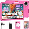 Dghrti Tablet Android 15, 11 Pollici Tablet per Bambini, 24 GB+256 GB/2 TB, Octa-Core, Gemini AI/Widevine L1, 8000 mAh, 13 MP+5 MP, Tablet PC Grandi, Dimensioni con Custodia Protettiva in Silicone EVA-Oro