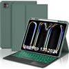 WINCHKING Custodia Tastiera per iPad Pro 13 M5 2025/M4 2024 con Touchpad, Cover Bluetooth Magnetica Retroilluminata Tastiera per iPad Pro 13 Pollici (M5/M4, 2025/2024), QWERTY Italiano, Verde Scuro