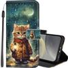 Lonrapa Cover per Samsung Galaxy A16 5G Custodia in PU Pelle Portafoglio per Galaxy A16 4G Fiori Colorati Motivo Bello a Libro Flip Caso con Magnetica TPU Antiurto Protettiva Cover - Gatto