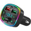 Amztour Trasmettitore FM per auto Bluetooth [Type-C PD20W e QC 3.0] Adattatore Bluetooth per auto con funzione vivavoce 2 porte USB + Tipo C Supporto scheda TF, disco U per auto MP3