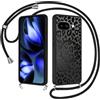 Coiwxmoi Cover Magnetica per Google Pixel 9a 5G con Cordino,Compatibile con MagSafe, Aesthetic Leopardata Disegno Custodia con Corda Collana, Traslucida Matte Silicone Antiurto Case per Pixel 9a, Nero