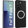 HARUINO Magnetica Custodia per Galaxy Z Fold 7 Cover Carbonio Texture Cellulare Protezione con Magnetico Metal Anello, Duro Sottile Bumper Protettiva Case, Nero