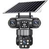 KVBRUI Telecamera Solare da 15 MP, 3 Lenti, 3 schermi, Wi-Fi o SIM 4G, videosorveglianza Esterna, telecamere di Sicurezza CCTV PTZ IP66 con Pannello Solare V380(12MP 4G Cam)