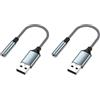 WEB world electronic business Set 2 pezzi - Adattatore Audio USB a Jack 3.5mm Scheda Audio Esterna Cuffie Microfono Supporto Plug and Play Qualità del Suono Alta Fedeltà Universale 140mm - Grigio Siderale