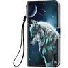 HopMore Cover per Samsung Galaxy S20 / S20 5G Cover in Pelle con Silicone Morbido Disegni Custodia Antiurto Portafoglio [Slot per Schede] [Chiusura Magnetica] Custodia per Galaxy S20 - Lupo B
