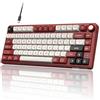 RK ROYAL KLUDGE Tastiera meccanica R75 cablata con manopola del volume, 75% montata su guarnizione per tastiera, retroilluminazione RGB, tastiera cremosa con profilo MDA, tasti PBT, interruttore