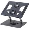 zolyet Supporto pieghevole in metallo per laptop regolabile in altezza con base rotante a 360 e doppia ventola di raffreddamento Staffa di supporto desktop portatile