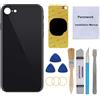 Perzework Sostituzione del vetro posteriore posteriore OEM per iPhone SE 4.7 pollici (nero) 2020 seconda generazione e 2022 terza generazione con kit di strumenti di riparazione