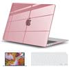 GVTECH Custodia Per MacBook Air 13 pollici 2021 2020 2019 2018 (M1 A2337 A2179 A1932), guscio rigido in plastica, copertura della tastiera, protezione dello schermo, Rosa Trasparente