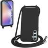 WenBaby Cover Compatible con Samsung Galaxy A54 5G,Cellulare Girocollo Custodia con Cordino TPU Corda Silicone Case Bumper per Samsung Galaxy A54 5G Custodia, Nero