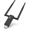 Sxhlseller Adattatore WiFi USB Wireless per PC, Adattatore WiFi USB 3.0 WiFi6E AX5400M 802.11AX 6GHz 5GHz 2.4GHz Tripla Banda Doppia Antenna 6dBi Adattatore di Rete Wireless per PC Desktop