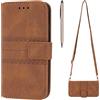 TOUCASA Cover per Samsung Galaxy A02S / M02S, Cover Portafoglio con Regolabile Collana Case con Laccio Tracolla PU Pelle Portafoglio, Flip Cover a Libro Custodie Protettivo (Marrone)