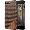 TENDLIN Cover iPhone 7 Plus/Cover iPhone 8 Plus Grano di Legno con Pelle e TPU Silicone Hybrid Cover per iPhone 7 Plus/iPhone 8 Plus (Legno di Sandalo Rosso & Pelle)