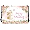 AIBIIN 2,1x1,5 m Ragazza Boho Tema Compleanno Sfondo per Fotografia Coniglietto di Pasqua Rosa Fiore Oro Dot Stella Foto Studio Sfondo Bambini Boemia Pampa Erba Torta Tavolo Baby Shower Decorazione