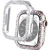 DEALELE Confezione da 2 custodie compatibili con Apple Watch Series 6/5/4/SE2/SE (44 mm), con strass a doppia fila (44 mm, argento + trasparente)