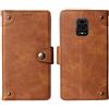 Gukas in Vera Pelle Stand Portafoglio Cover per Xiaomi Redmi Note 9S / 9 PRO / 9 PRO Max 6.67 Premium Caso Case Copertina Custodia Guscio TPU Silicone Protettiva Anti Urto e Graffi (Marrone)