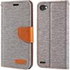 Shantime Custodia Flip in Tessuto Oxford e Pelle PU Compatibile con LG Q6, Cover Protettiva con Chiusura Magnetica e Tasche per Carte