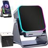 Knubbuf 5-in-1 Induction Speaker for Mobile Phone, Wireless Bluetooth Speaker with Adjustable Stand, 8-Mode RGB Light & 5000mAh Power Bank, Stereo Sound Audio Dock for iPhone, Android & Tablets (Black)
