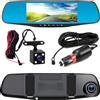 Generico ClaShop Full HD dash cam per specchietto retrovisore con telecamera per la retromarcia con visione notturna, registrazione in loop e display da 4,3 pollici, 170° 120° posteriore, doppia auto 1080P