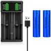 Generic USB Caricabatterie con 2 Pezzi 2200 mAh Batterie Flat Top Ni-MH, 2 Baie Display LCD Caricatore USB Universale Batteria Caricatore per Fotocamera/Piccolo Ventilatore/LED Lampada Frontale/Luci Solari