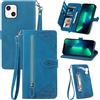 MOJIA Custodia Portafoglio per Doogee N55 / N55 PRO / N55 Plus, Pelle PU Flip Cover per Telefono con Guscio Interno in TPU, Multifunzione Porta Carte con Cinturino Polso. Blu
