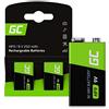 Green Cell 250 mAh, 9 V, 2 batterie precaricate NI-MH, 9 V, batterie ricaricabili HF9, 9 V, immediatamente pronte all'uso, bassa autoscarica, batteria ricaricabile, senza effetto memoria