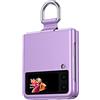COQUE Custodia Samsung Galaxy Z Flip 3 5G, Custodia sottile per telefono con anello con cordino in seta con supporto video ad anello, Custodia pieghevole per Samsung Galaxy Z Flip 3 5G-Viola