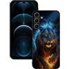 DiaryTown Custodia Silicone Morbida per Samsung Galaxy A15 4G/5G - TPU Sottile Back Cover Antiurto con Disegno Motivi Leone Blu Giallo