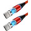 YSJJZRL Confezione da 2 (1M + 2M) Cavo USB tipo C di ricarica magnetica LED 3A Cavo tipo C a ricarica rapida a 360° per Samsung S23 S22 S21 ecc. (1M+2M,Rosso)