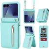 Generic Custodia a portafoglio per Motorola Razr 50, custodia a portafoglio con tasca con cerniera, scomparti per schede, cordino e cavalletto, stile sottile con ritagli precisi e chiusura magnetica, per uso