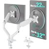 WALI Supporto per Doppio Monitor, Braccio Regolabile con Molla a Gas Supporto VESA per 2 Monitor Fino a 32 Pollici, capacità 19,8 libbre (GSMP002W), Bianco