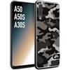 CUSTOMIZZA - Custodia cover nera morbida in tpu compatibile per Samsung A50 - A50S - A30S camouflage mimetico militare nero black grigio