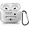 TULLUN Custodia personalizzata personalizzata in morbido TPU trasparente con qualsiasi testo, nome, iniziali, musica, canzone, design personalizzato per AirPods - per AirPods 3