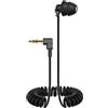 Generic Auricolari con filo a molla su un solo lato, jack da 3,5 mm, nero, elastico da 35 a 80 cm, morbidi auricolari per monitoraggio del sonno, cuffie a per MP3, clip ricevitore