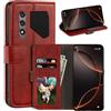 UOGNADGD Custodia in Pelle a Libretto Compatibile con Blackview Oscal Pilot 1 Portafoglio con Slot per Carte, Chiusura Magnetica, RFID Antiurto (Rosso)