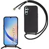 FERLAN Custodia per Samsung Galaxy A34 5G Cover con Cordino,Nero Silicone Antiurto TPU Morbido Case Corda Collana Necklace Regolabile Stylish con Catena Ultra Sottile Cover per Samsung Galaxy A34 5G,Nero